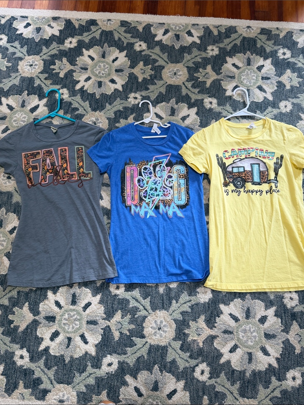 Bella Canvas Blue Graphic Short Sleeve Tee with Multicolor Print
